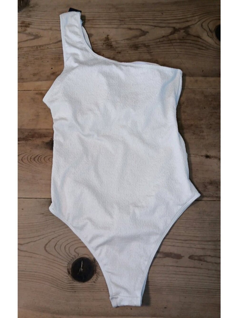 Summer Mae Maternity Swimsuit SZ M Cream One Piece One Shoulder Ribbed Pregnancy - Picture 5 of 7